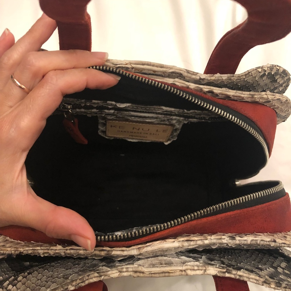 Purse ,Authentic Python and suede, handbag, - Picture 5 of 8